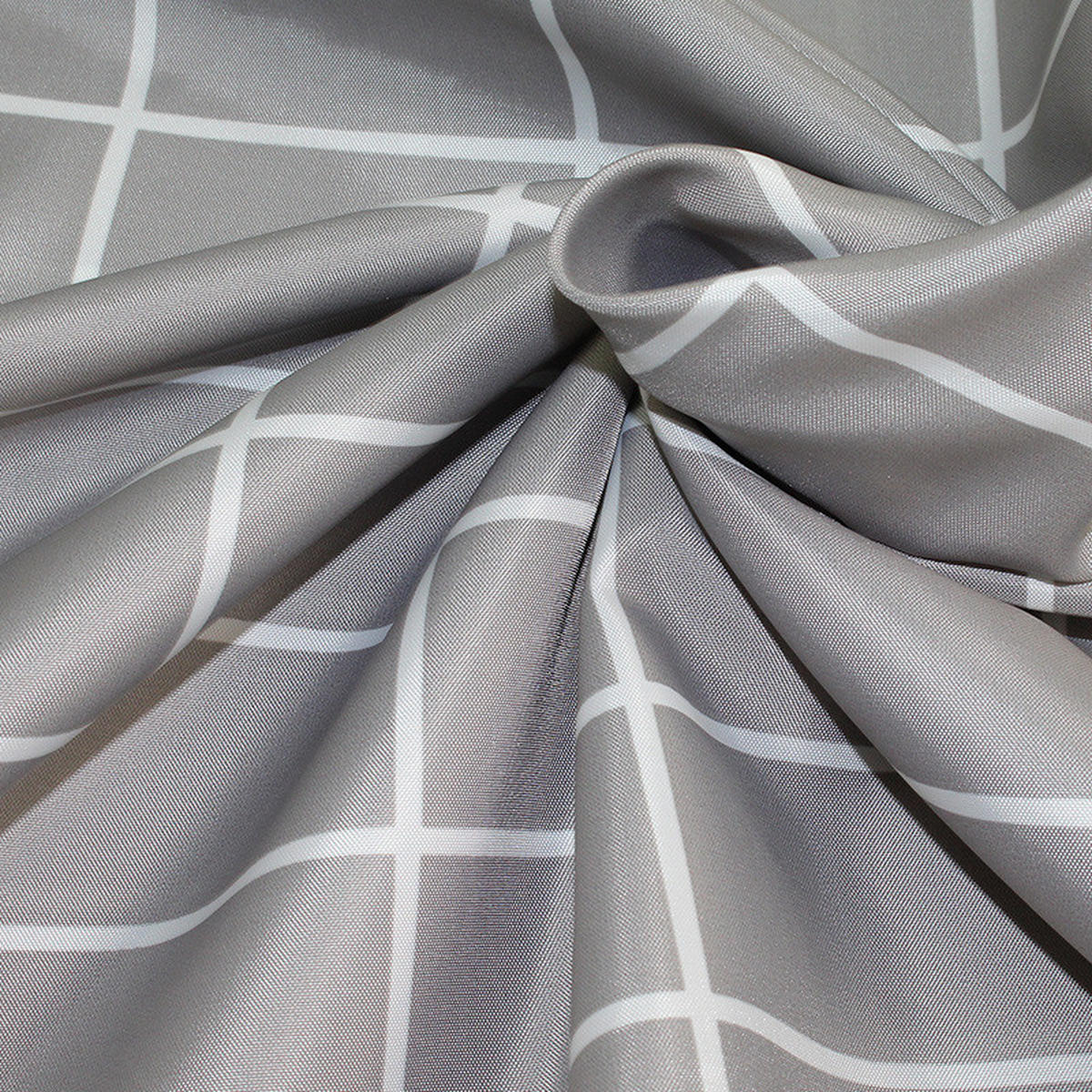 DUSCHVORHANG Grau geometrisch 180 x 180 cm waschbar wasserabweisend schimmelresistent mit Haken - Grau, Textil (180/180cm) - MCBOSON