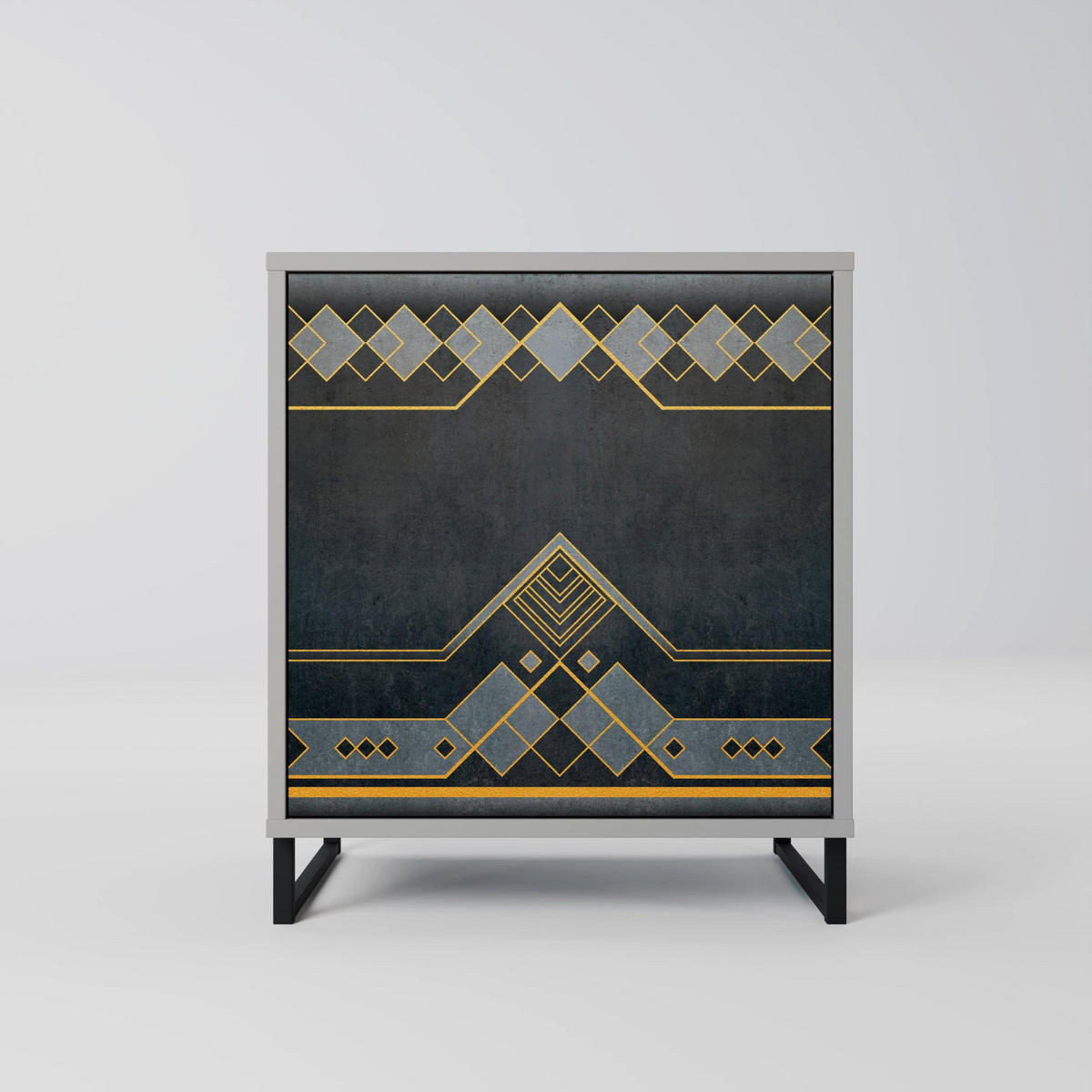 SIDEBOARD ROYAL ORDINARINESS, Grau, 57,5x42x77,5 cm, Schräge Buchenholzfüße - Buchefarben/Multicolor, Holzwerkstoff/Buchenholz (57.5/77.5/42cm) - SpaceRebels