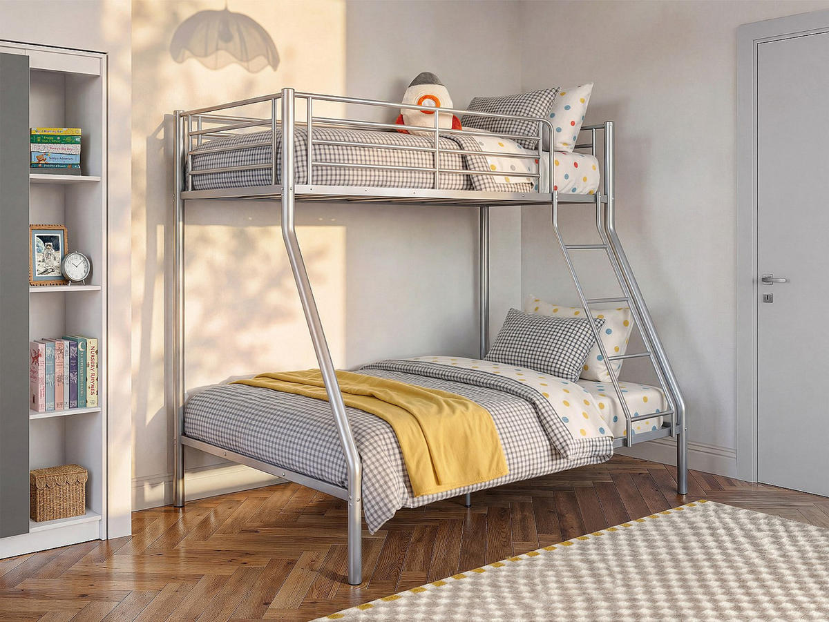 ETAGENBETT - 3 Personen - metall - silberfarben Elevatio - Silberfarben, Metall (90/190cm) - Vente-Unique