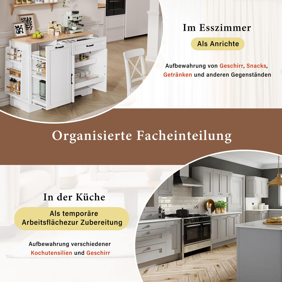 SIDEBOARD in Weiß Buffet mit 3 Türen und Schublade für Esszimmer, Wohnzimmer und Küche, B115/T40/H87 cm - Weiß, Holzwerkstoff/Metall (115/87/40cm) - STILVORA