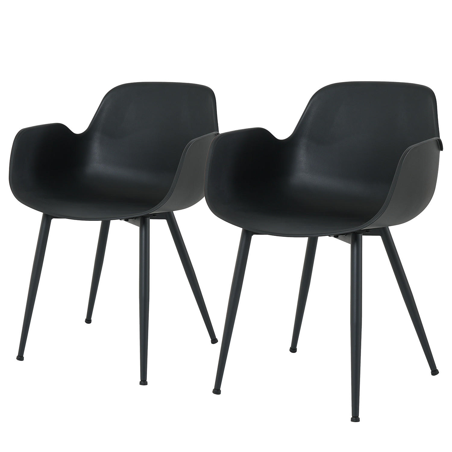 ESSZIMMERSTUHL - 2er-Set - Schwarz, Kunststoff/Metall (55/79/54cm) - home24