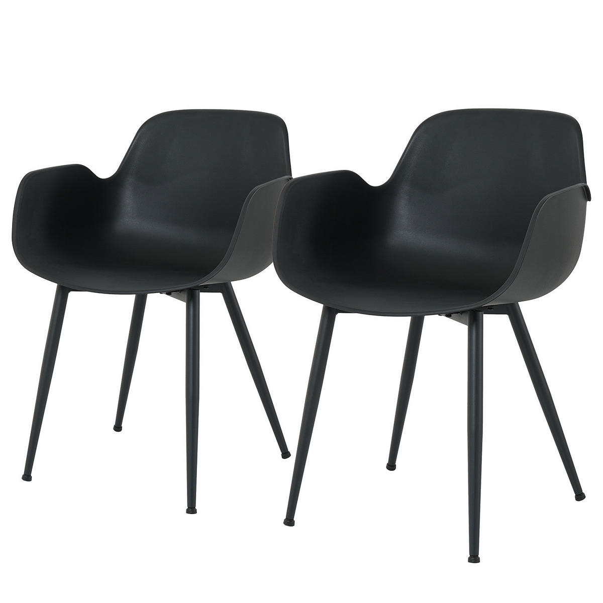 ESSZIMMERSTUHL - 2er-Set - Schwarz, Kunststoff/Metall (55/79/54cm) - home24