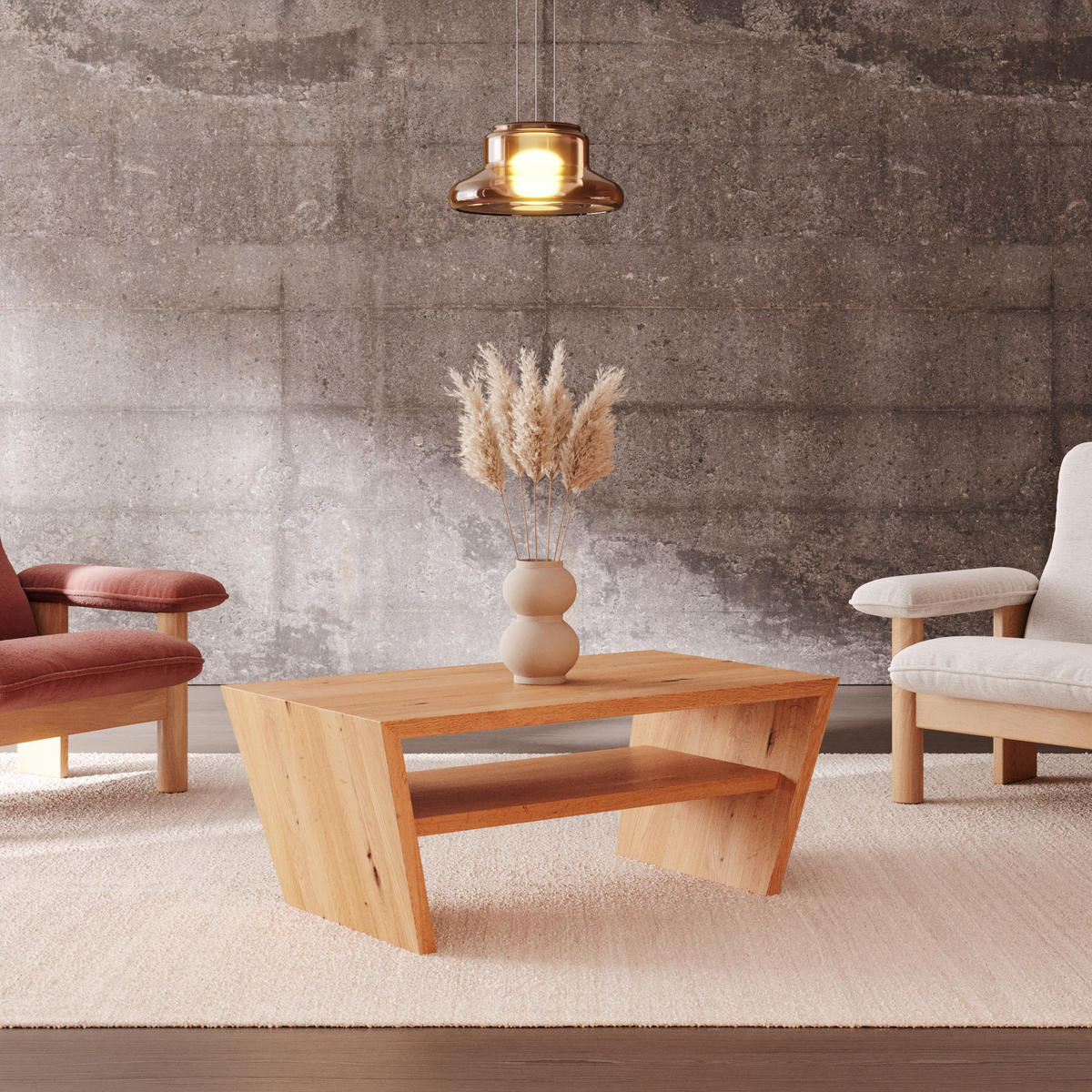 COUCHTISCH Corona aus massivem Eichenholz - Eichefarben/Braun, Holz (100/55/45cm) - Danzz