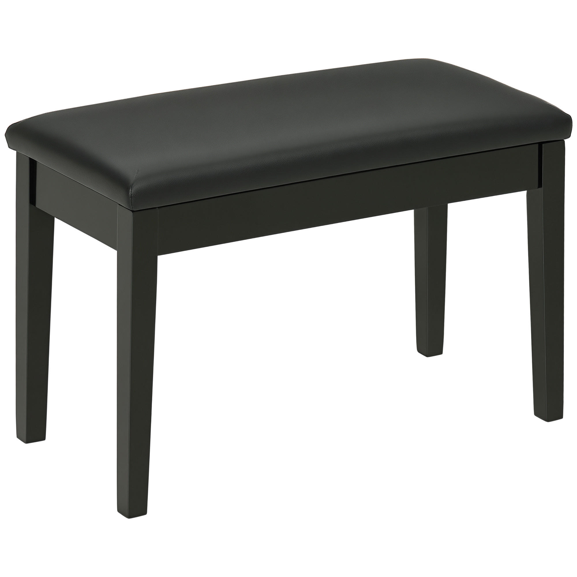 HOCKER DE-16369 gepolstert mit Massivholzbeinen Schwarz - Schwarz, Leder (35/49/75cm) - ComfortXL