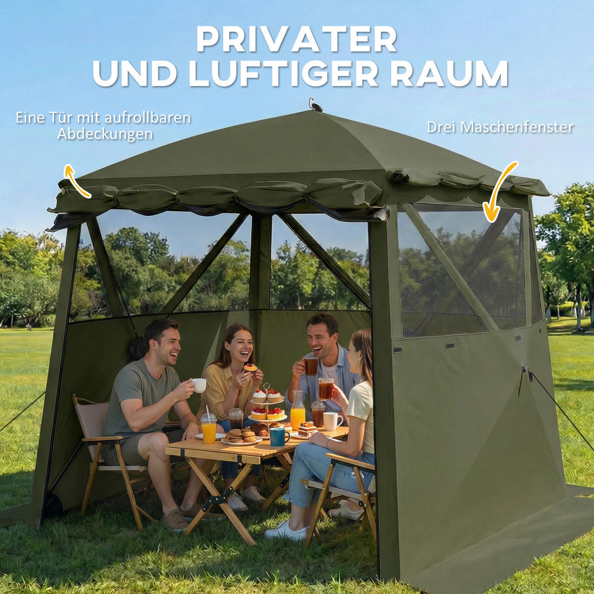 POP-UP-PAVILLON aus Oxfordstoff & Fiberglas Grün - Grün, Textil (198/197/198cm) - Outsunny