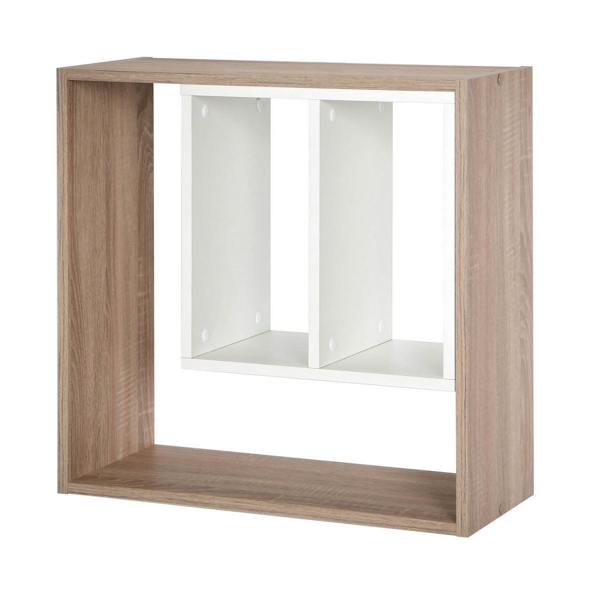 WANDREGAL mit Aufbewahrung Soest 3 - L58,3 x H 58,6 cm - Weiß, Holzwerkstoff (24.4/58.6/14.7cm) - Calicosy