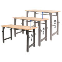 WERKBANK Höhenverstellbar 135 cm Fichtenholz Schwarz 85/95/105 cm - Schwarz, Holz (15.2/137/62cm) - Rikta