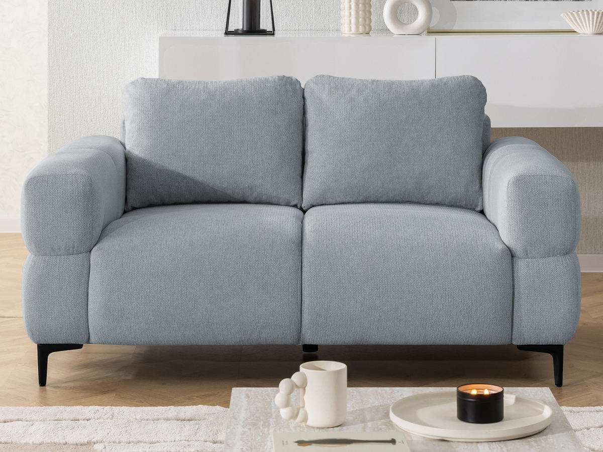 2-SITZER-SOFA Cardea in Bubble-Optik aus weichem Grau Strukturstoff mit hohem Sitzkomfort - Schwarz/Grau, Holz/Textil (154/80/97cm) - S-Style Möbel