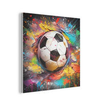 AKUSTIKPANEEL Fußball - Farbe - Farben - Schwarz - Weiß 90x90 cm - Weiß, Textil (90/0.9/90cm) - MuchoWow