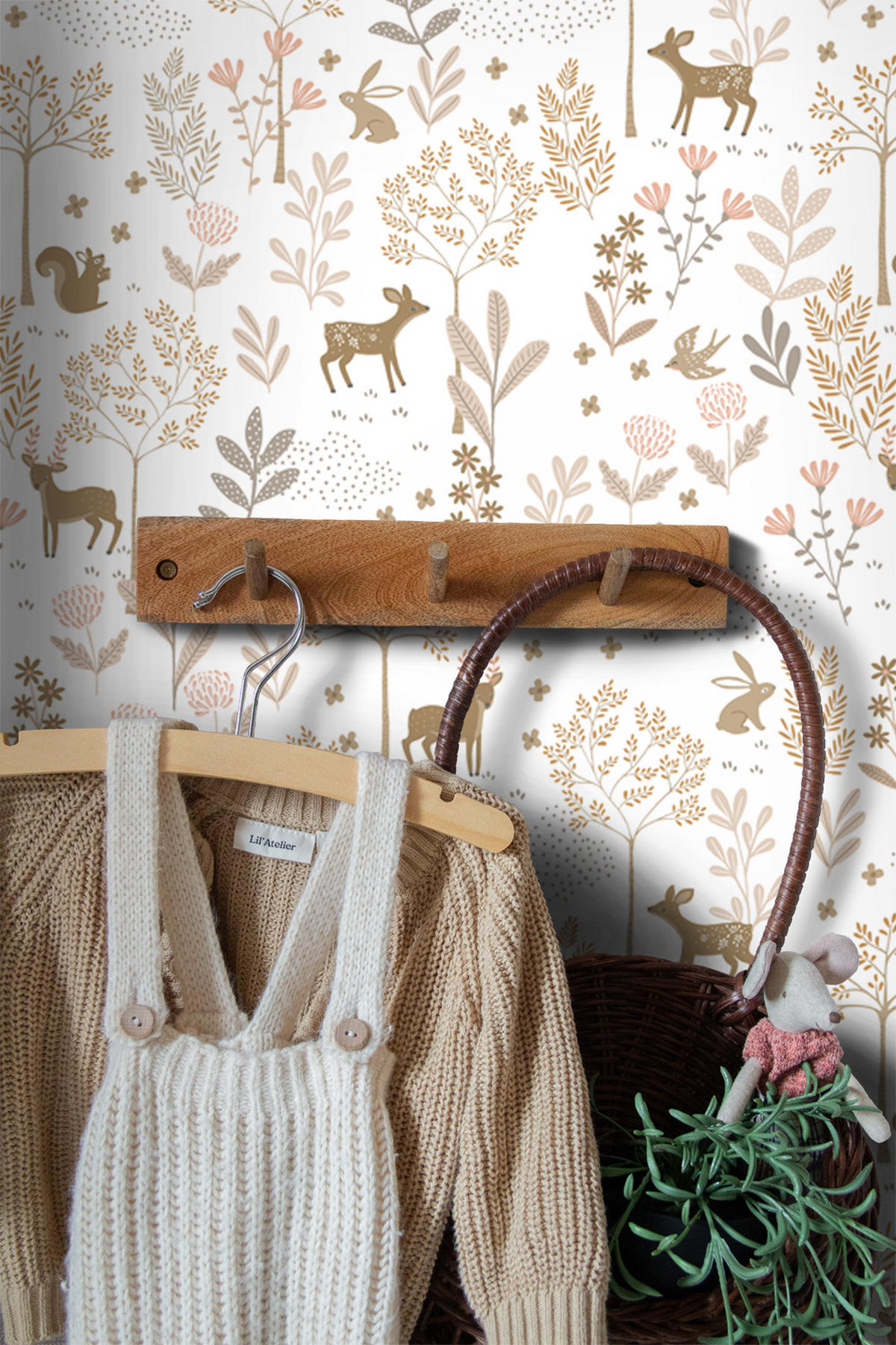 TAPETE Wald mit Waldtieren 53 cm x 10.05 m - Weiß, Papier (53/0.1cm) - ESTAhome