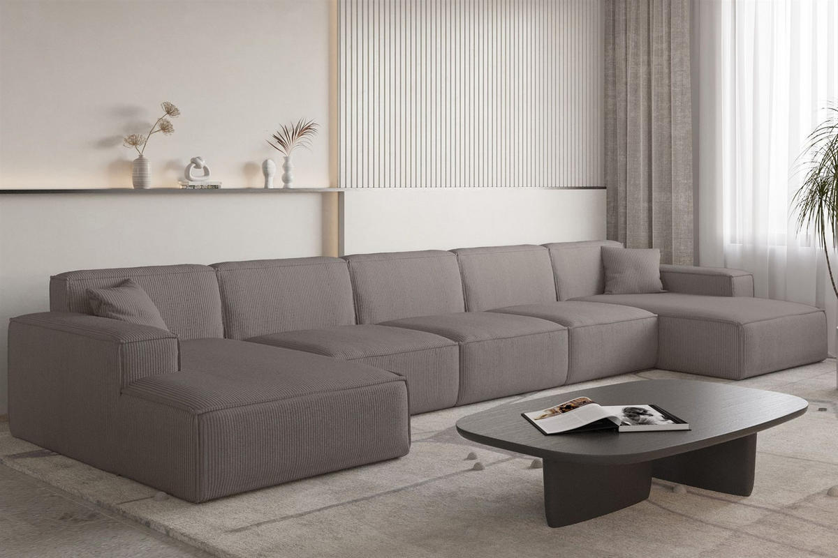 WOHNLANDSCHAFT Celes Premium Xl Scala - Taupe, Holzwerkstoff/Textil (462/73/165cm) - Fun Möbel