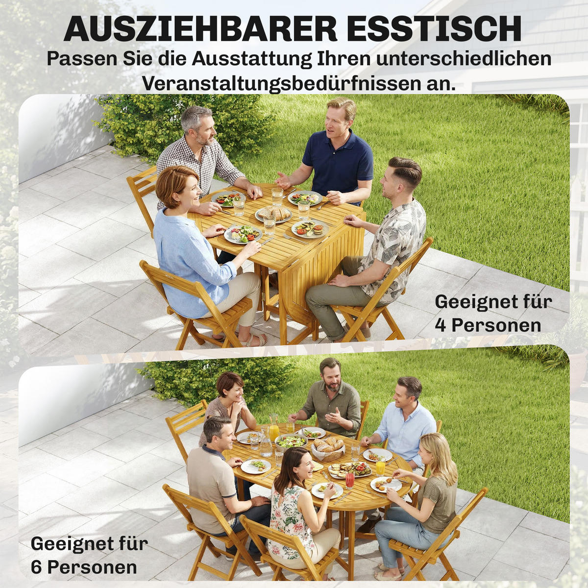GARTENMÖBEL-SET Naturfarben 150.0/90.0/74.0cm - Naturfarben, Holz