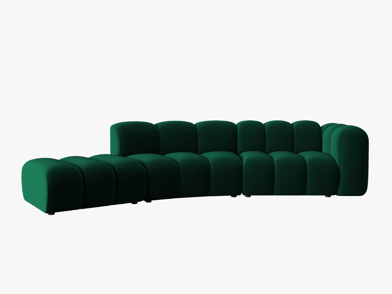 SOFA modular links Lupine aus Samt flaschengrün 5 Sitzplätze - Dunkelgrün, Textil (166/70/335cm) - Micadoni