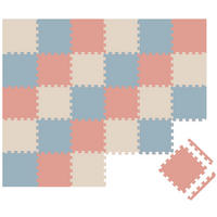 SPIELMATTE ab Null - 270/90/1 cm Puzzlematte mit Rand Graublau Terrakotta Beige - Rosa, Kunststoff (30/30cm) - Littletom