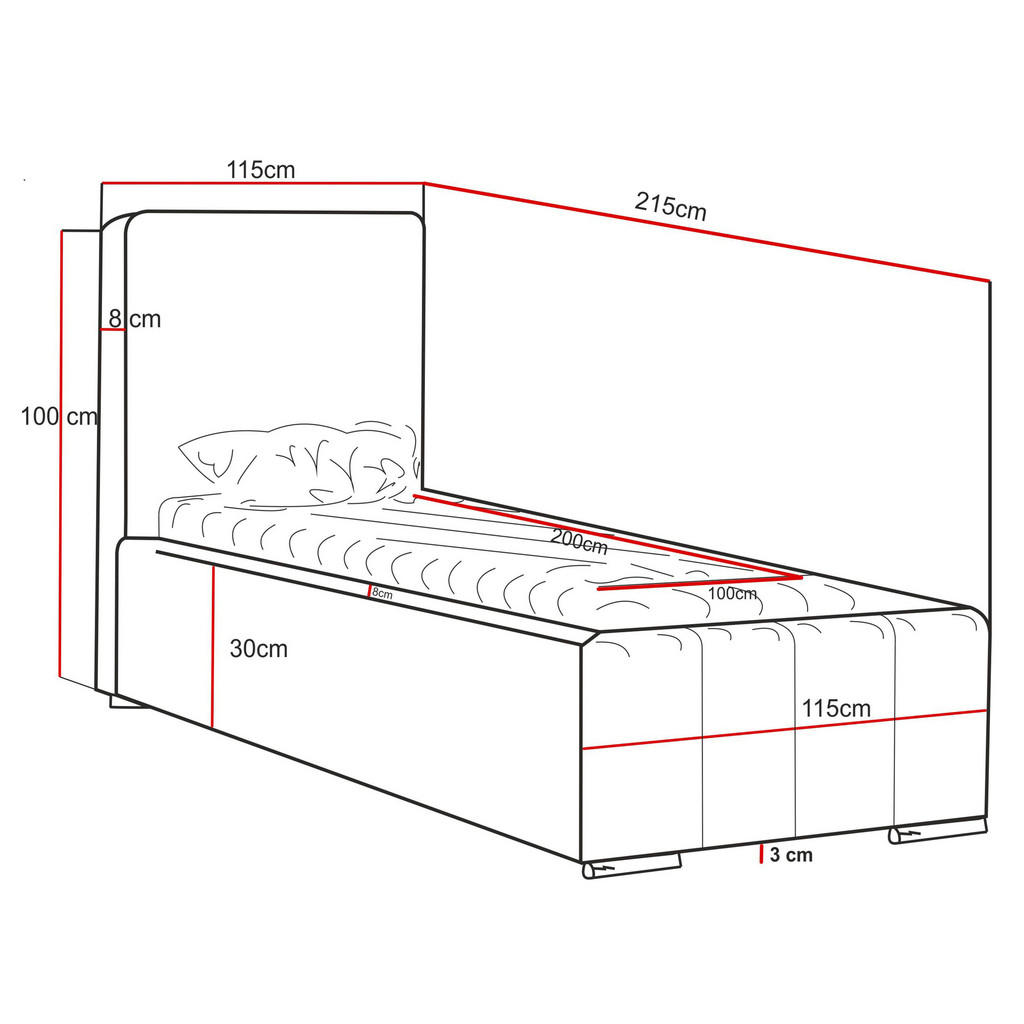 Thumbnail - Marpur Polsterbett, Weiß, Textil, Höhe ca. 15 cm, 100x200 cm, Oeko-Tex® Standard 100, Schlafzimmer, Betten, Polsterbette...