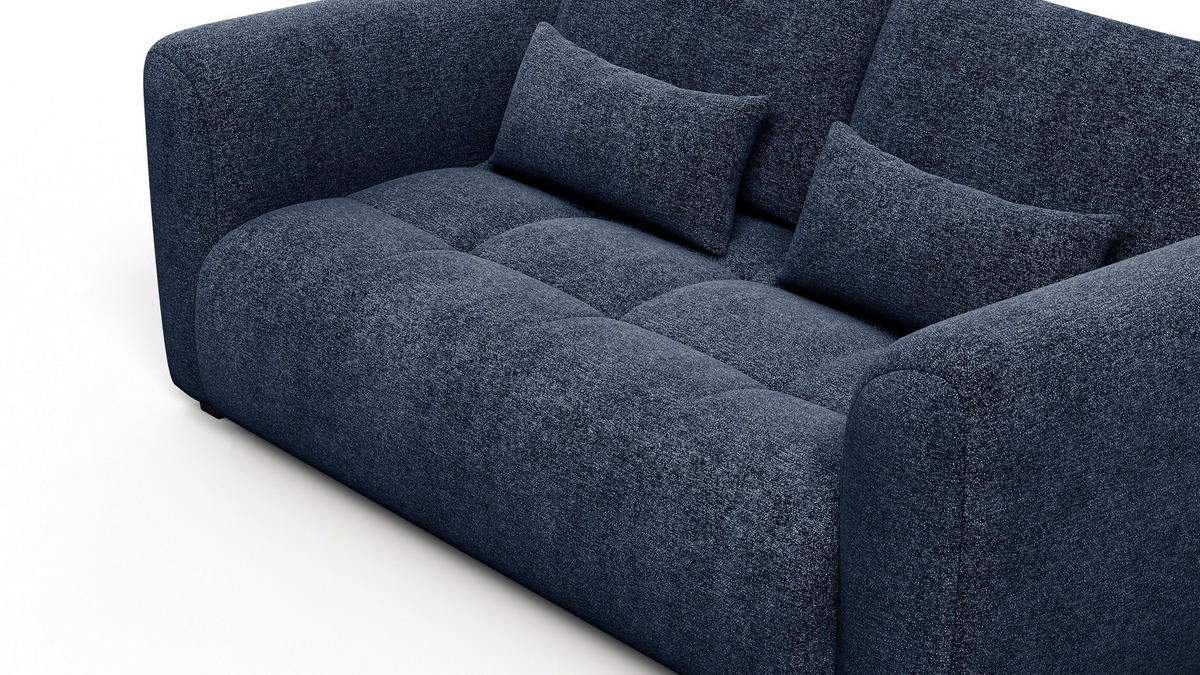SOFA SORENO 3-Sitzer, dunkelblau - Schwarz/Dunkelblau, Holz/Textil (214/94/114cm) - Courtois Laville