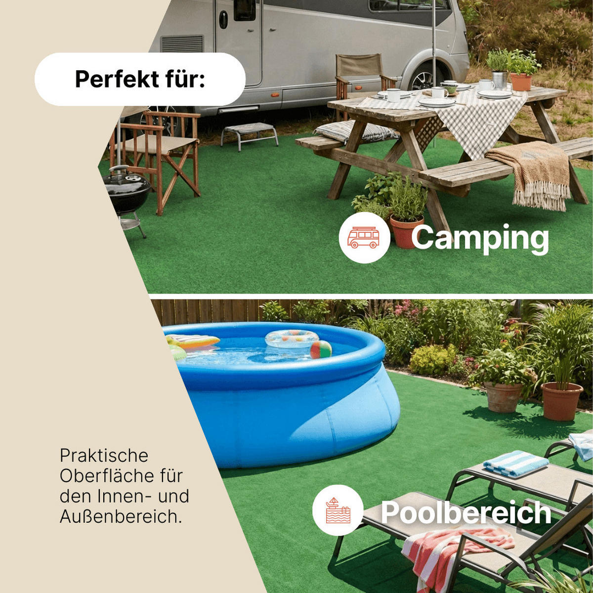 RASENTEPPICH PEMBA Grün 400/440 cm - Grün, Textil (400/440cm) - Tapiso