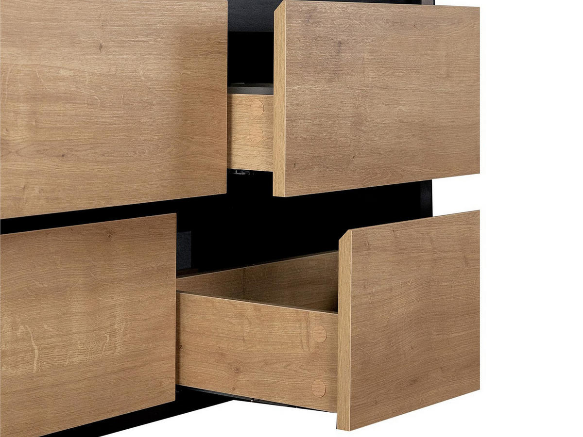 WASCHBECKENUNTERSCHRANK hängend - helles Naturfarben und schwarz - 120 cm - LANNICK - Schwarz, Holz (120/55/45.6cm) - Vente-Unique