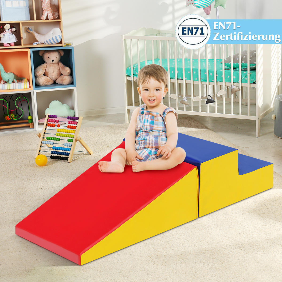 SOFTBAUSTEINE Blau (2er-Set) - Blau, Leder (50/26/50cm) - COSTWAY