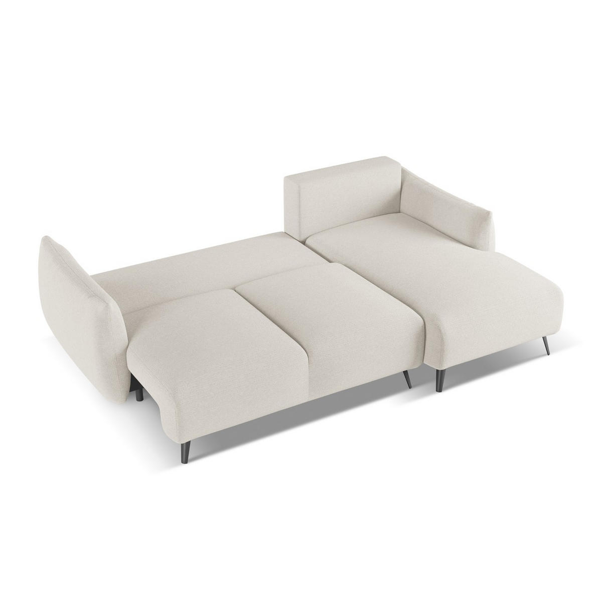 ECKSOFA mit Schlaffunktion Chenille Stoff Grau - Silberfarben/Schwarz, Textil/Metall (242/162cm) - LaMiaSofa