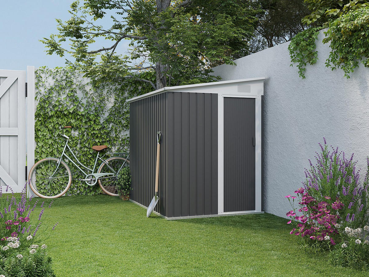 SCHREBERGARTENHAUS - 141 cm x 195 cm - metall - anthrazitgrau Daxton - Anthrazit, Metall (141/170/195cm) - Vente-Unique