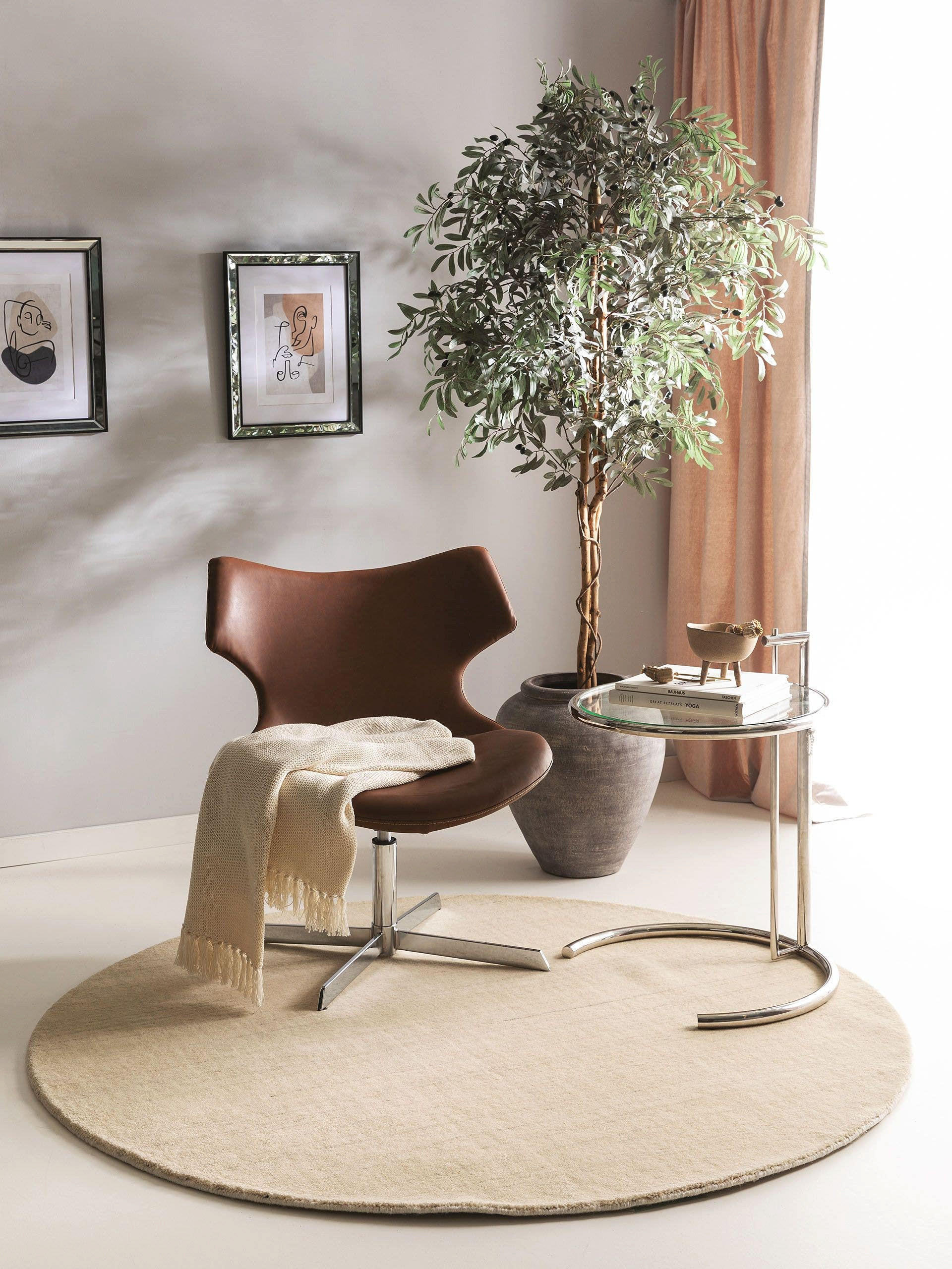 WOLLTEPPICH rund Jamal Cream ø 200 cm rund - Creme, Textil (200/200cm) - benuta Nest