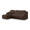 ECKSOFA MARELLO Braun Boucle-Stoff mit Schlaffunktion - Braun, Holz (220/143cm) - MASSENO