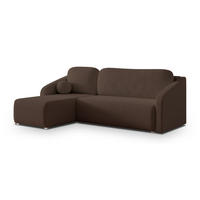 ECKSOFA MARELLO Braun Boucle-Stoff mit Schlaffunktion - Braun, Holz (220/143cm) - MASSENO