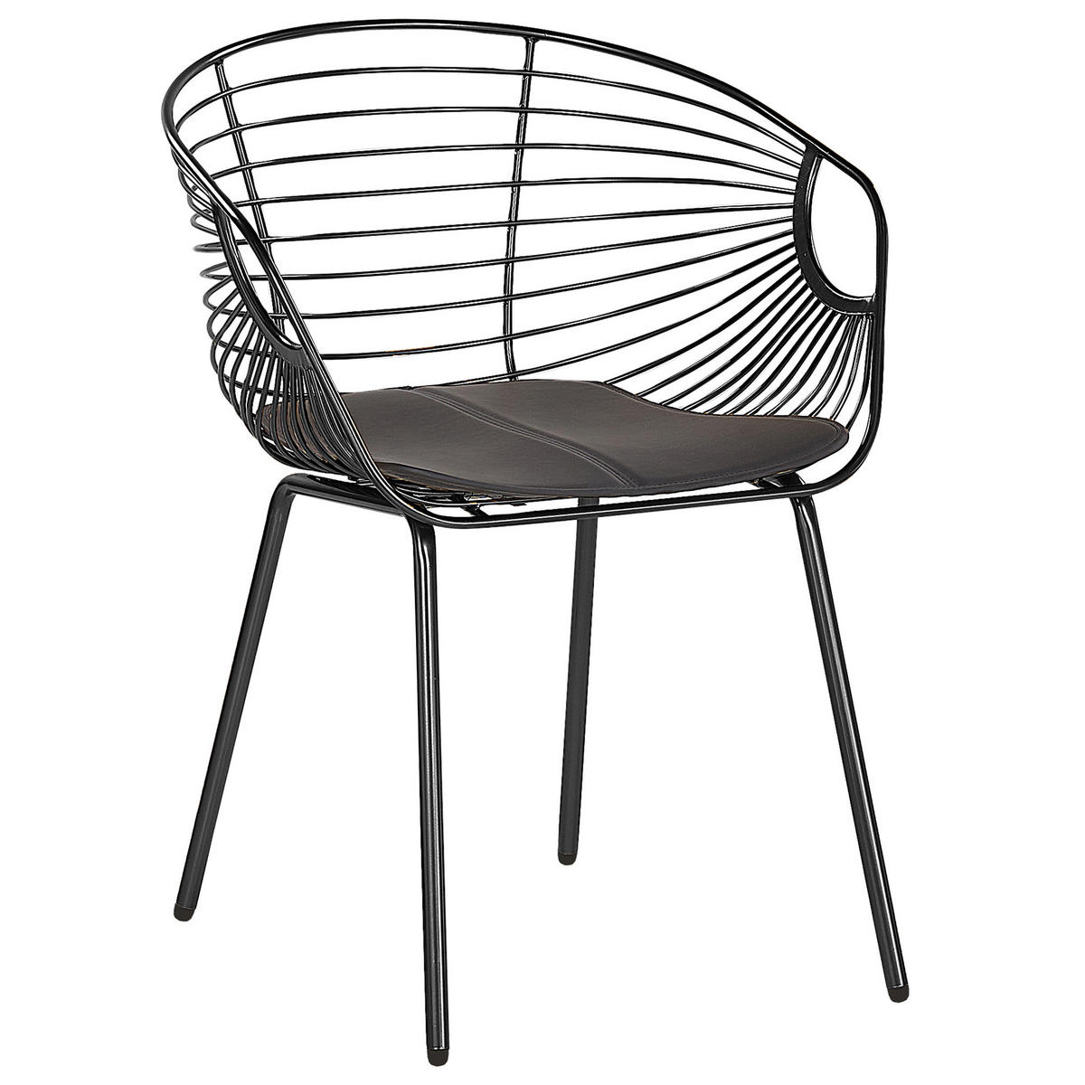FÉMSZÉK 2 darabos Szett Fekete Hoback - fekete, textil/fém (60/79/56cm) - Beliani