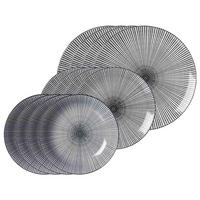 TELLER-SET Takeo Stripes schwarz-weiß 12er Set - Schwarz/Weiß, Keramik (2/2/2cm) - Ritzenhoff Breker