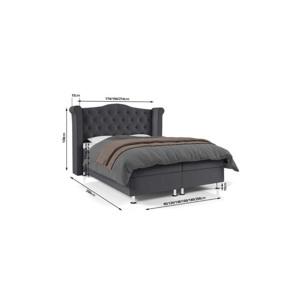 BOXBETT Saturn Bonellfederkern inkl. 7-Zonen Topper T-30 - BOXBETT mit Bettkasten, mit Lieferung - Schwarz, Holz/Holzwerkstoff (160/200cm) - Best For Home