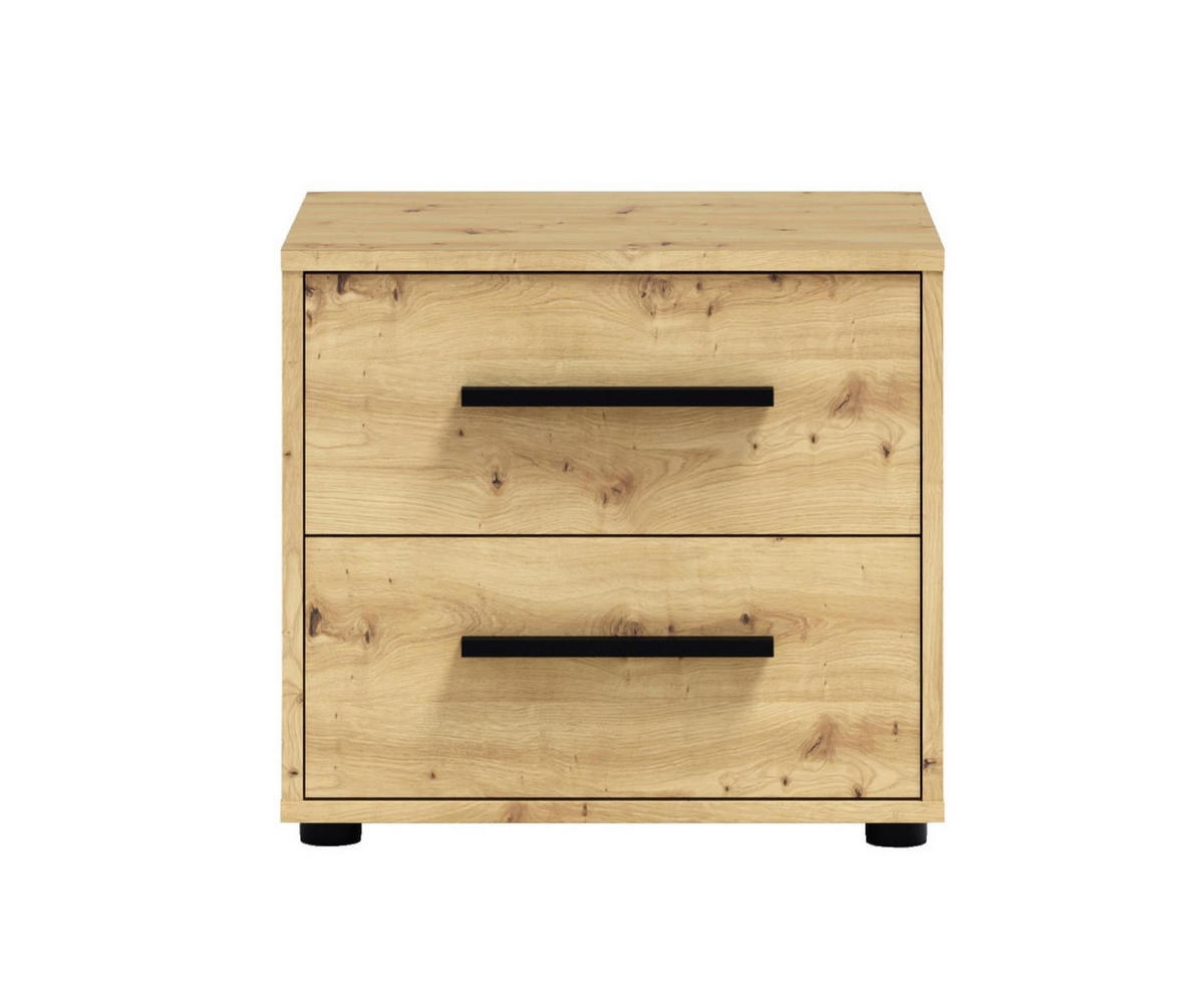 NACHTTISCH Maxivo Artisan Eiche, mit Schubladen - Schwarz/Eiche Artisan, Holzwerkstoff (51/47/40cm) - Bettso