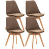 STUHL 4er Set Samt dunkelbraun - Eukalyptusholzfarben/Dunkelbraun, Holz/Textil (49/83/50cm) - CLP