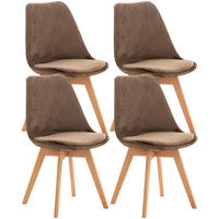 STUHL 4er Set Samt dunkelbraun - Eukalyptusholzfarben/Dunkelbraun, Holz/Textil (49/83/50cm) - CLP