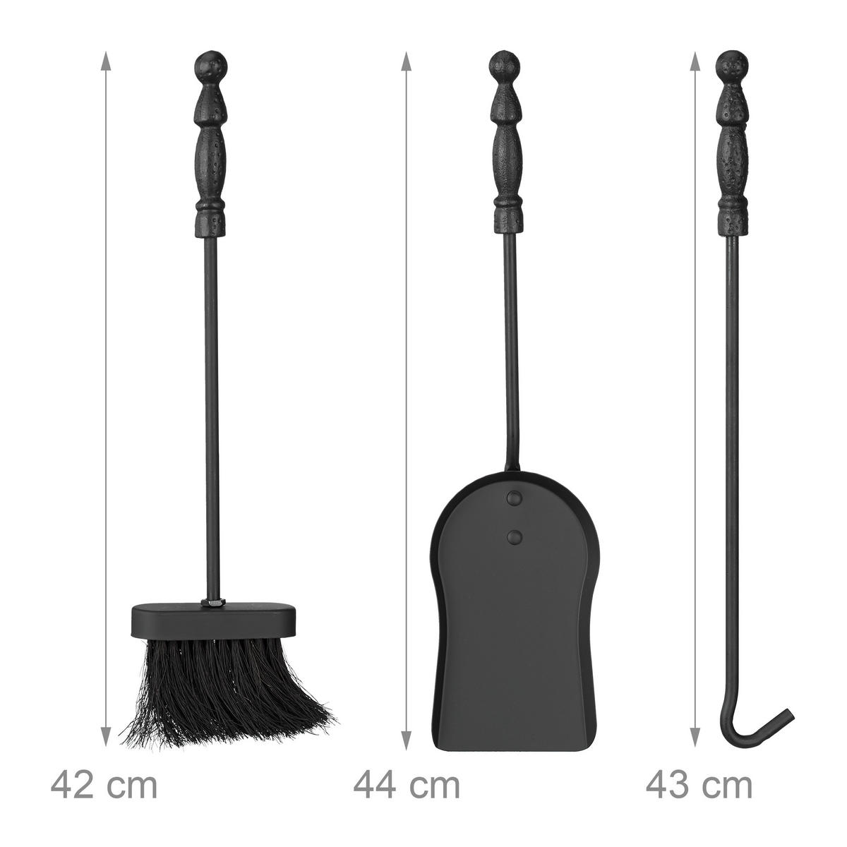 KAMINBESTECK - Schwarz, Metall (21/72/12.5cm) - Relaxdays