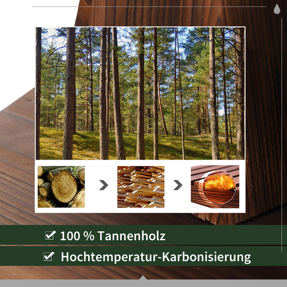 GARTENBRUNNEN, Tannenholz, Metall, Natur - Naturfarben, Holz/Metall (27/27/37cm) - Outsunny