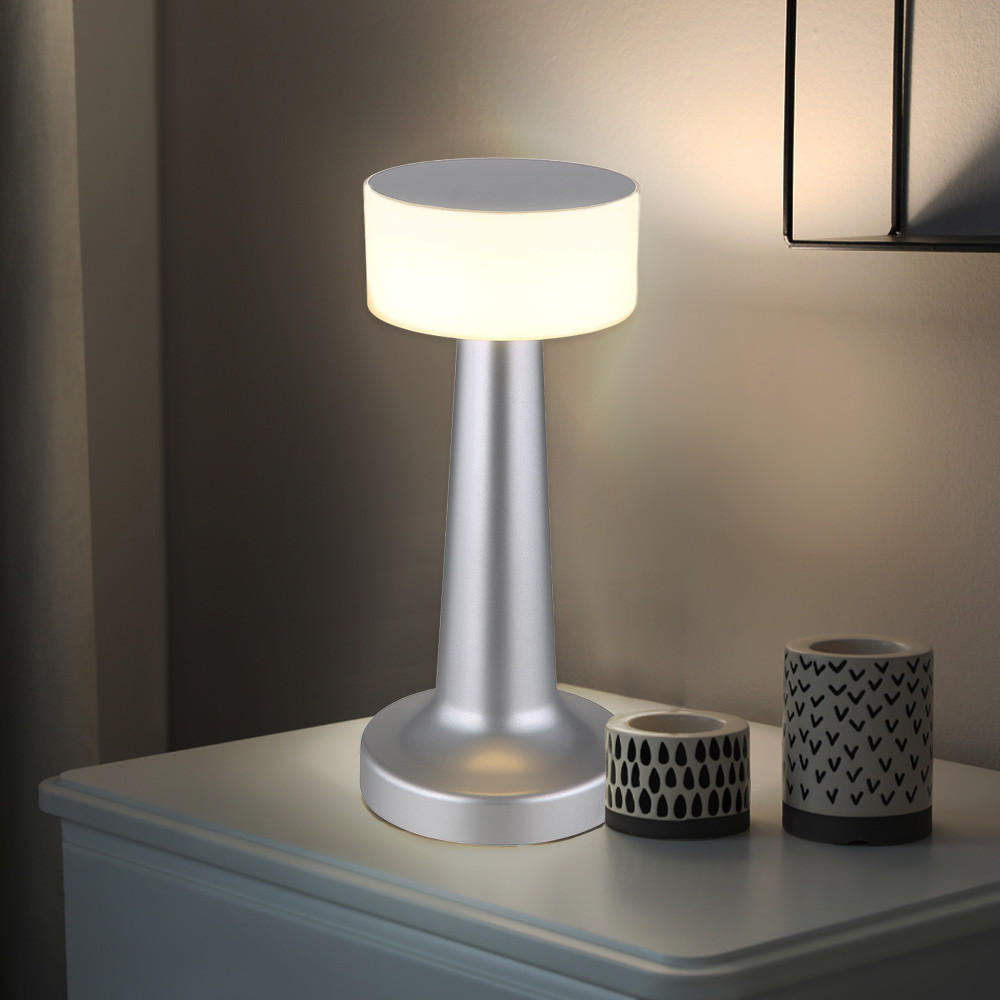 LED TISCHLEUCHTE Angelika Messing - Silberfarben, Kunststoff (9.5/9.5/21.5cm) - Globo Lighting