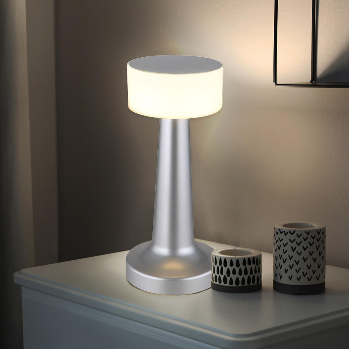 LED TISCHLEUCHTE Angelika Messing - Silberfarben, Kunststoff (9.5/9.5/21.5cm) - Globo Lighting