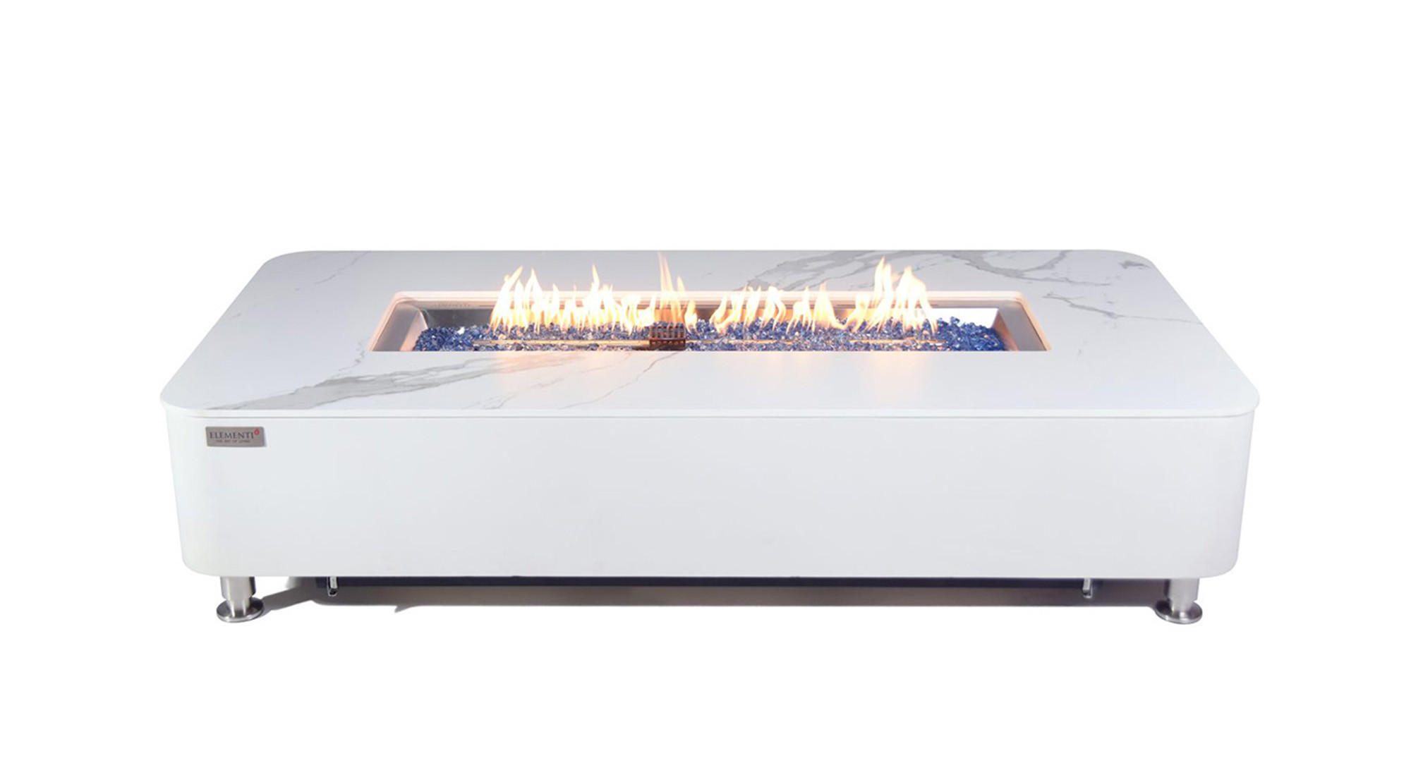FEUERSTELLE Athen in Marmor-Optik weiß aus Keramik - Weiß Hochglanz, Keramik (82/44/165cm) - Elementi