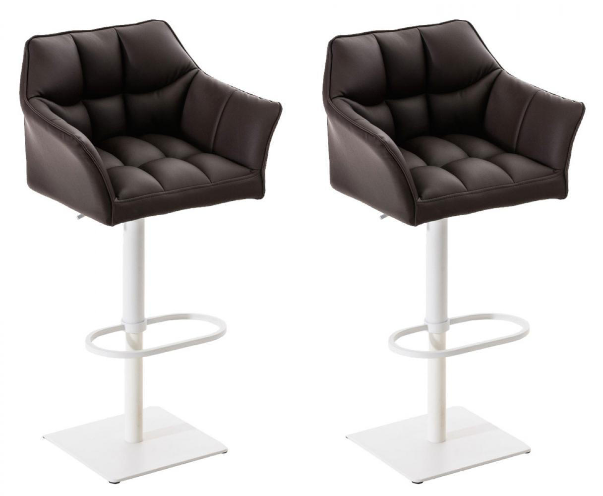 BARHOCKER 2er Set Lederlook Braun - Weiß/Braun, Textil/Metall (64/88/45cm) - CLP