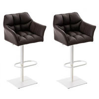 BARHOCKER 2er Set Lederlook Braun - Weiß/Braun, Textil/Metall (64/88/45cm) - CLP