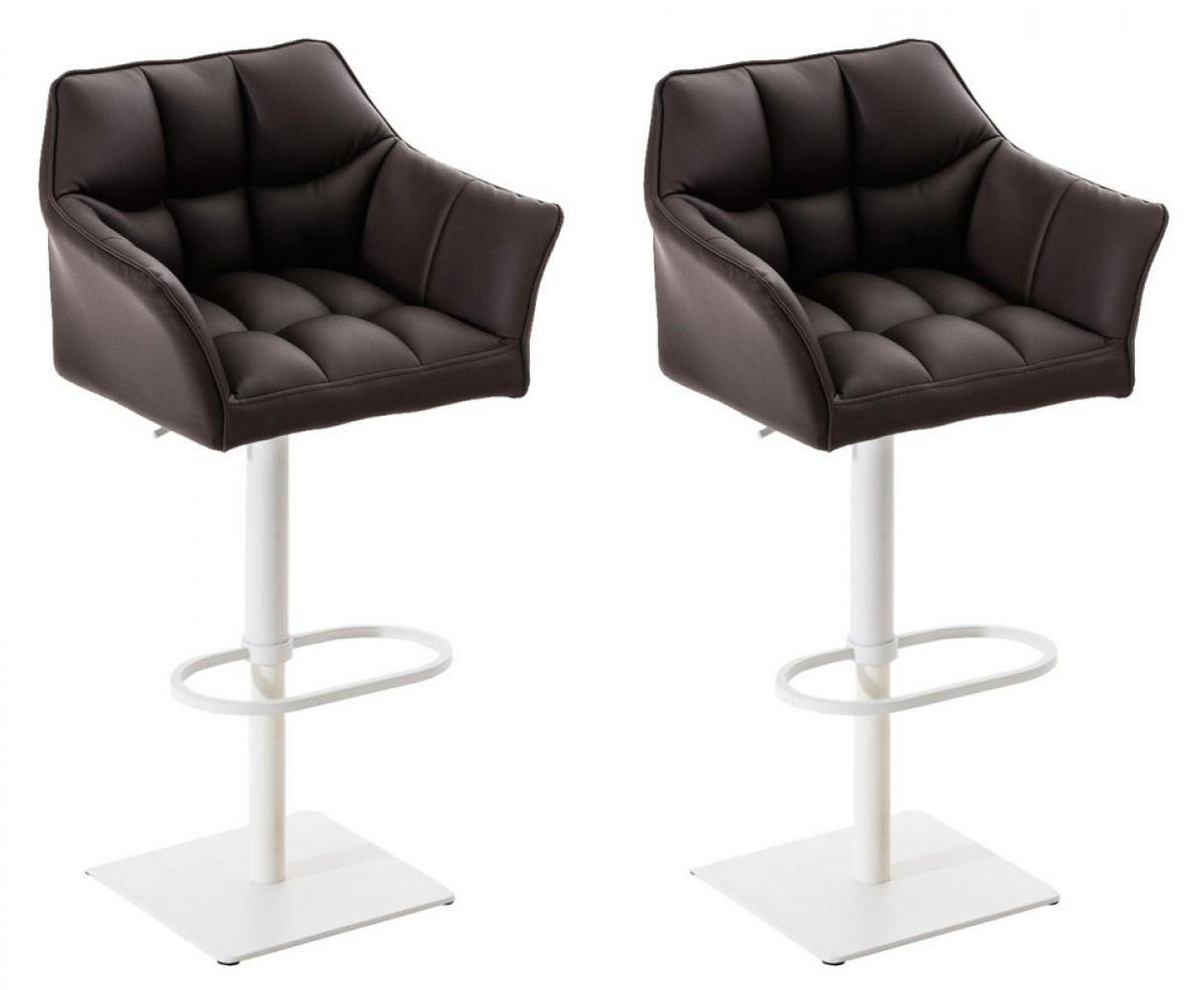 BARHOCKER 2er Set Lederlook Braun - Weiß/Braun, Textil/Metall (64/88/45cm) - CLP