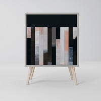 SIDEBOARD COLLAGE OF RECTANGLES, Grau, 57,5x42x77,5 cm, Schräge Buchenholzfüße - Buchefarben/Multicolor, Holzwerkstoff/Buchenholz (57.5/77.5/42cm) - SpaceRebels