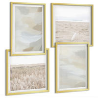 BILDER SET 4er Set - 50x50 cm & 40x60 cm Goldrahmen - Abstrakter Hintergrund mit feinen Strichen - Goldfarben, Kunststoff (50/50cm) - TULUP