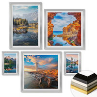 WANDBILDER 5er Set - 50x50 cm & 20x30 cm & 40x60 cm Silberner Rahmen - Aussicht Paris New York Treppen - Silberfarben, Kunststoff (40/60cm) - ArtPrintCave