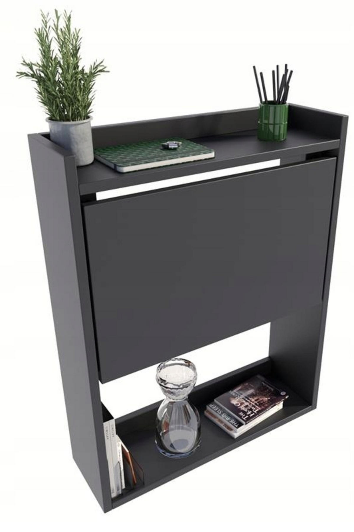 SCHREIBTISCH Klappbarer Wandregal Schwarz 70/20/85 cm - Schwarz, Holzwerkstoff (20/70/85cm) - Matkam Möbel