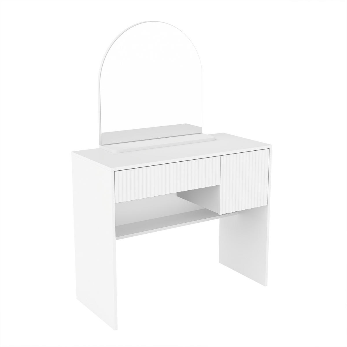 TOALETNÍ STOLEK bílý se zrcadlem, zásuvky, moderní - bílá, kompozitní dřevo (90/135/40cm) - Urban Meuble