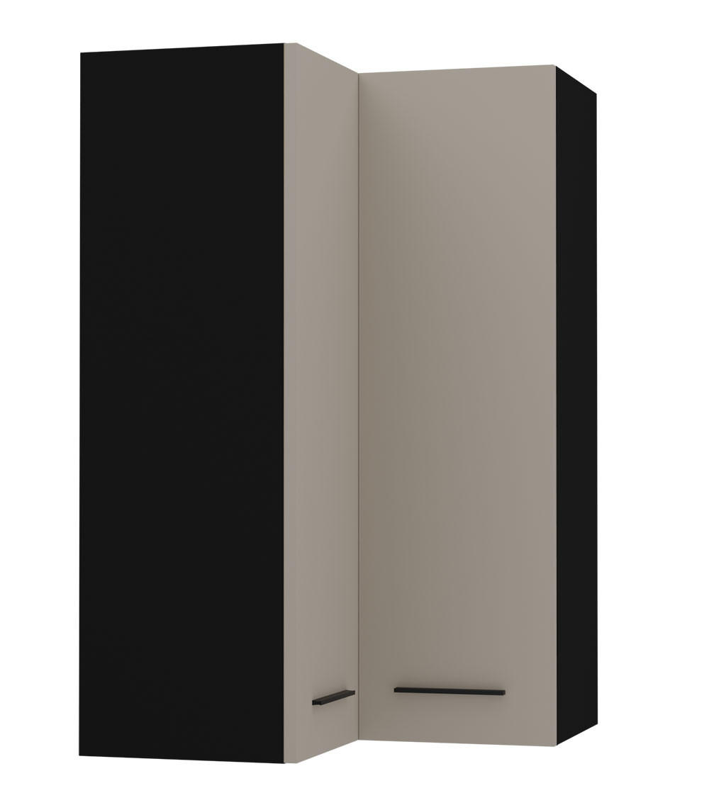 ECKHÄNGESCHRANK Bonn W14/60 schwarz / kaschmir matt 60 / 60 / 96cm - Kaschmir/Schwarz, Holz/Holzwerkstoff (60/96/60cm) - Feldmann-Wohnen
