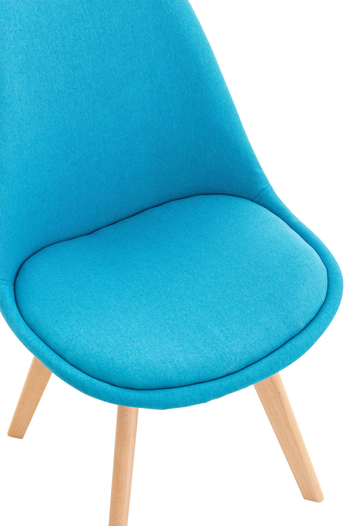 STUHL 4er Set Stoff türkis - Türkis/Eukalyptusholzfarben, Holz/Textil (49/83/50cm) - CLP