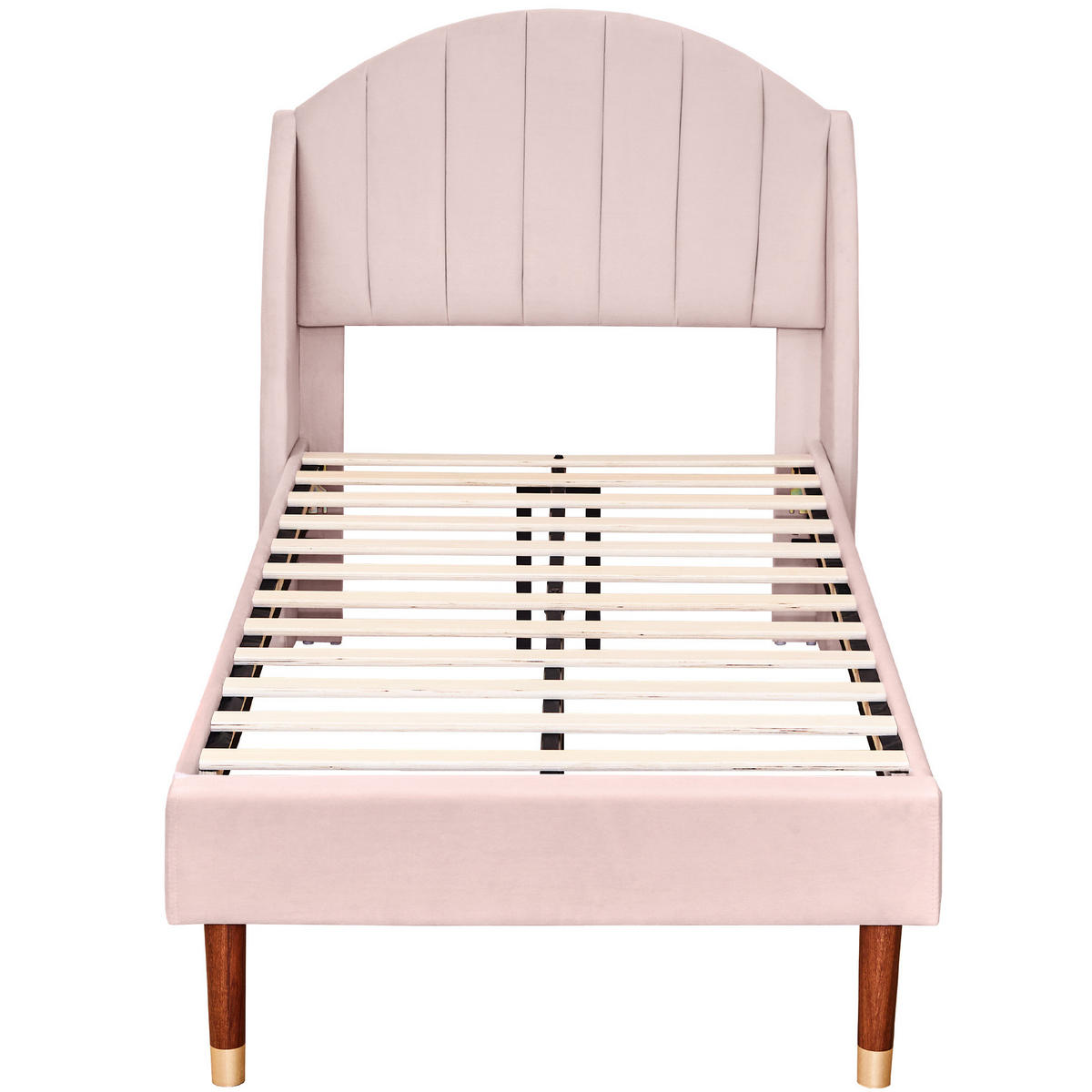 POLSTERBETT aus Samt 90x200 cm in Rosa mit Lattenrost & Kopfteil - Rosa, Textil (90/200cm) - Modfu